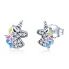 Silver earrings with crystal unicornEarrings