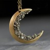 Moon shaped pendant with crushed minerals - gold necklaceNecklaces