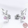 Flower fairy / pink crystal - silver earringsEarrings