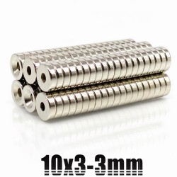N35 - neodymium magnet - strong round disc - 10mm * 3mm - with 3mm holeN35