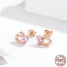 Double heart / crystals - silver earringsEarrings
