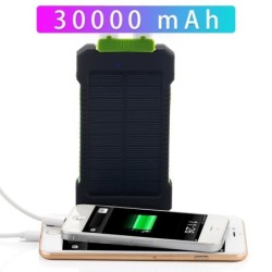 Solar power bank - dual USB - waterproof - with compass keychain - LED - 30000mAhPower Banks