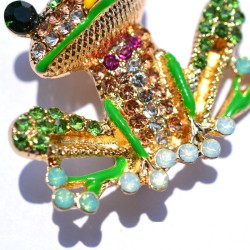 Colorful crystal frog - golden broochBrooches