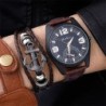 Fashionable Quartz watch - with leather bracelet - setWatches
