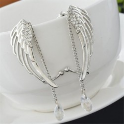 Long earrings with crystal angel wings - clipsEarrings