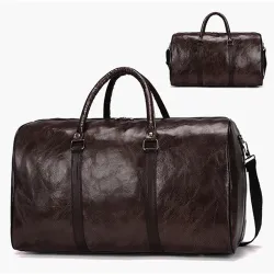 Leather travel / sports bag - shoulder strap - large capacityBags