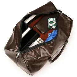 Leather travel / sports bag - shoulder strap - large capacityBags