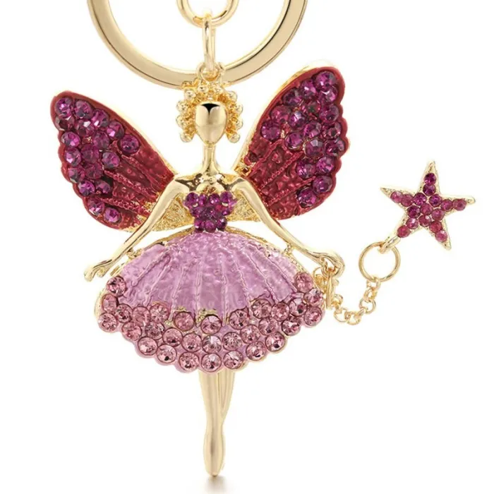 Crystal angel with a star - keyringKeyrings