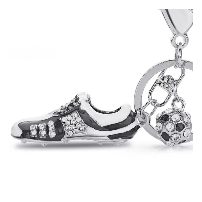 Football soccer shoe with rhinestone - keyringKeyrings