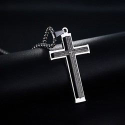 Cross with Spanish bible - stainless steel necklace - unisexNecklaces