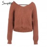 Backless Lace-Up pullover - sweater knittedHoodies & Jumpers
