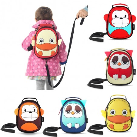 3D Animal Design Baby Kids Waterproof Backpack With Safe HarnessKids
