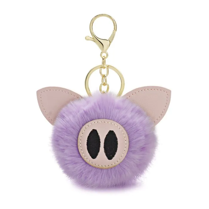 Fur pompom - piggy - keyringKeyrings