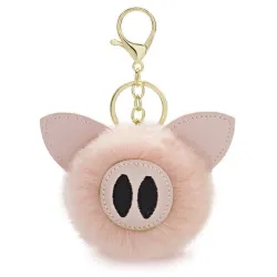 Fur pompom - piggy - keyringKeyrings