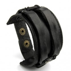 Leather cuff double wide rope bracelet unisexBracelets