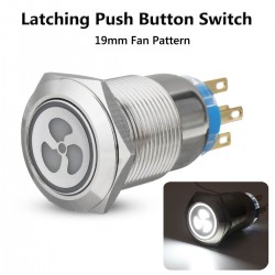 12v 19mm fan push button switch with LED - engine start - self-lock panelSwitches