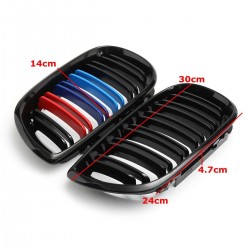 Front bumper grill - 2 line slat M color 3 colors for BMW 3 Series E46 4-door 2 pcsGrilles