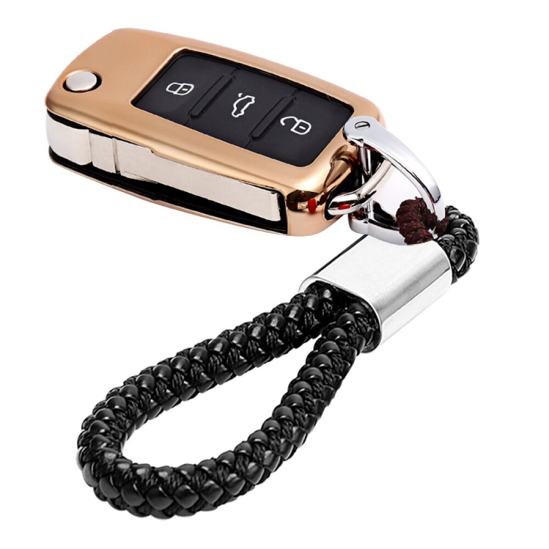 Car key case with keychain for Passat Golf Jetta Bora Polo Sagitar TiguanKeys