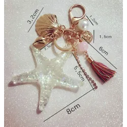 Keychain with starfish & pearlsKeyrings