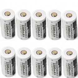 CR123A 16340 - 2200mAh 3.7V - rechargeable battery 10 piecesBattery