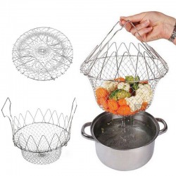 Foldable strainer - stainless steel mesh cooking basketKitchen
