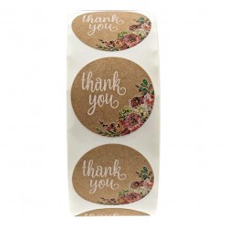 Thank you - natural kraft paper - round stickers 500 / 1000 piecesAdhesives & Tapes