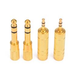 1/4" 6.35mm jack stereo gold cable - 6.5mm to 3.5mm - audio adapter - converter for headphone microphone 4 piecesPlugs