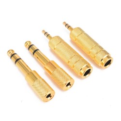 1/4" 6.35mm jack stereo gold cable - 6.5mm to 3.5mm - audio adapter - converter for headphone microphone 4 piecesPlugs
