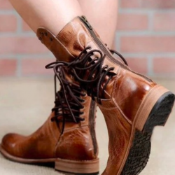 Leather winter boots with back lacing & zipperBoots