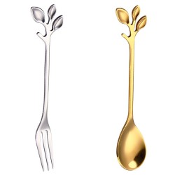 Leaf shaped handle - tea spoon & fork for tea - coffee & dessertsCutlery