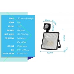 15W 30W 45W 60W / AC220V / SMD2835 LED flood light with adjustable motion sensorFloodlights