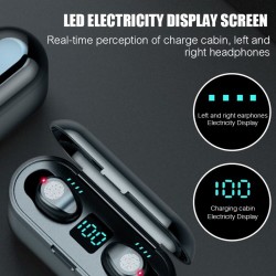 V5.0 F9 TWS wireless Bluetooth earphone - LED display - 2000mAh power bank - headset with microphoneHeadsets