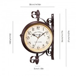Antique style station - double sided metal wall clockClocks