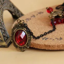 Gothic style lace bracelet with red rose & adjustable ringBracelets