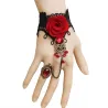 Gothic style lace bracelet with red rose & adjustable ringBracelets
