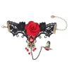 Gothic style lace bracelet with red rose & adjustable ringBracelets