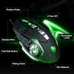 8D 3200DPI - Adjustable - wired optical gaming mouse - LED - USBMouses