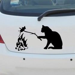 Cat with mouse - 3D vinyl car stickerStickers