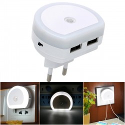 Dual USB port charger with LED night light - light sensorChargers